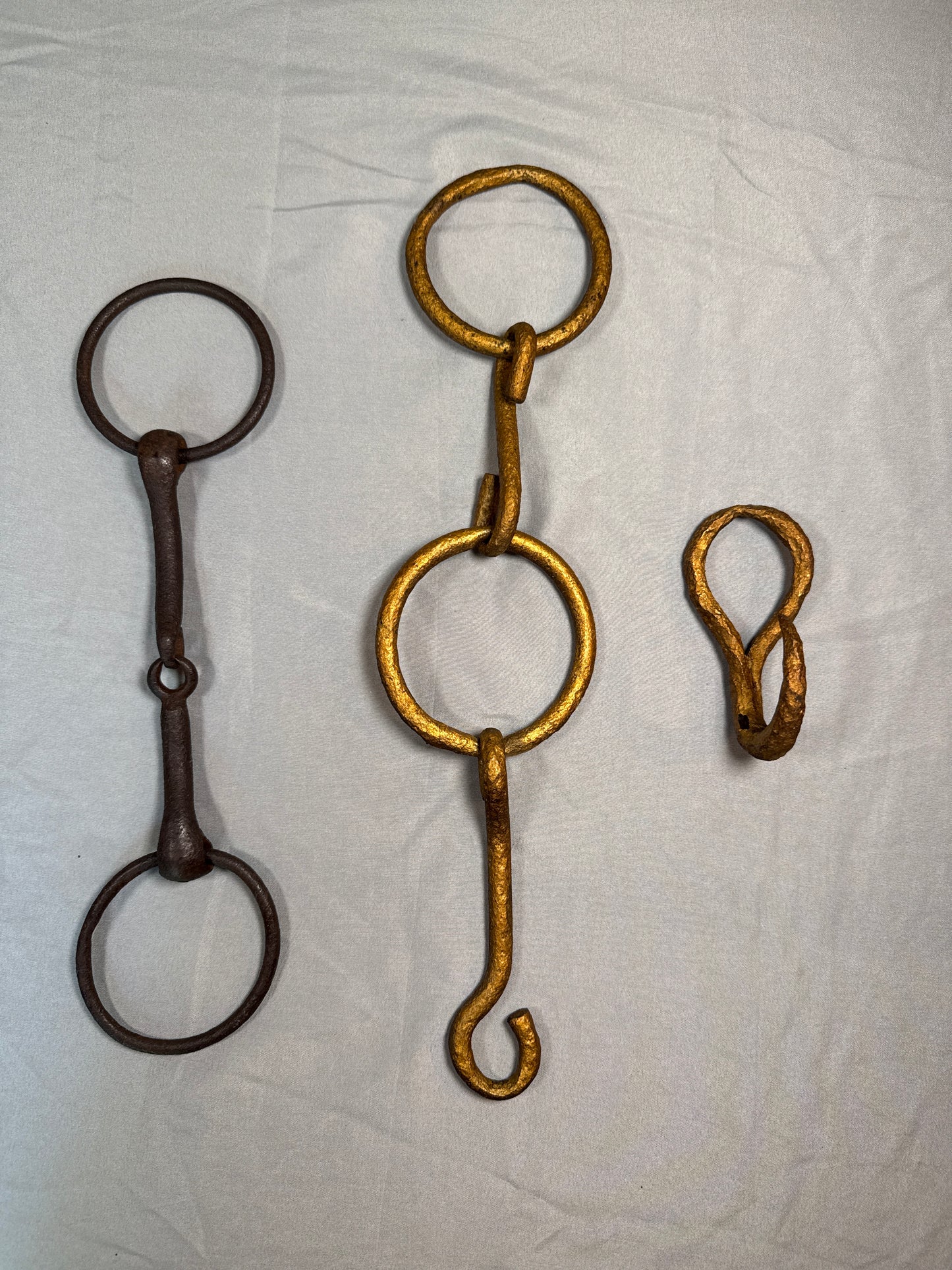 Lot of 3 Antique Horse Harness Iron Hardware Bit Hook Farm Primitive Decor
