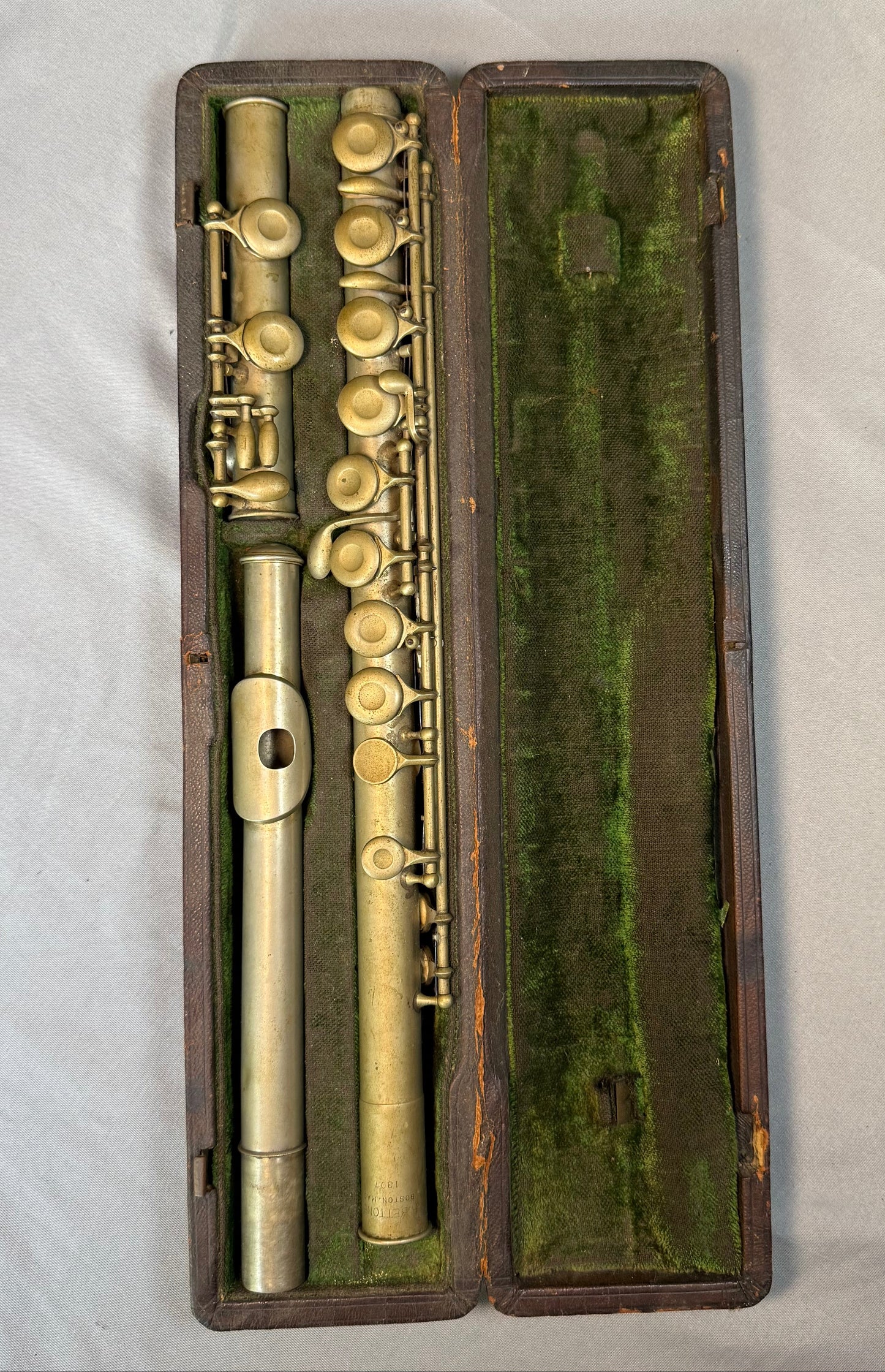 Antique Betton Boston Metal Flute with Original Case