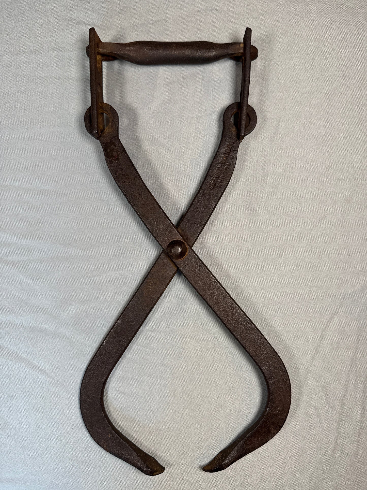 Vintage Geo. C. Richardson Ice Block Tongs Mendon IL Primitive Farm Tool