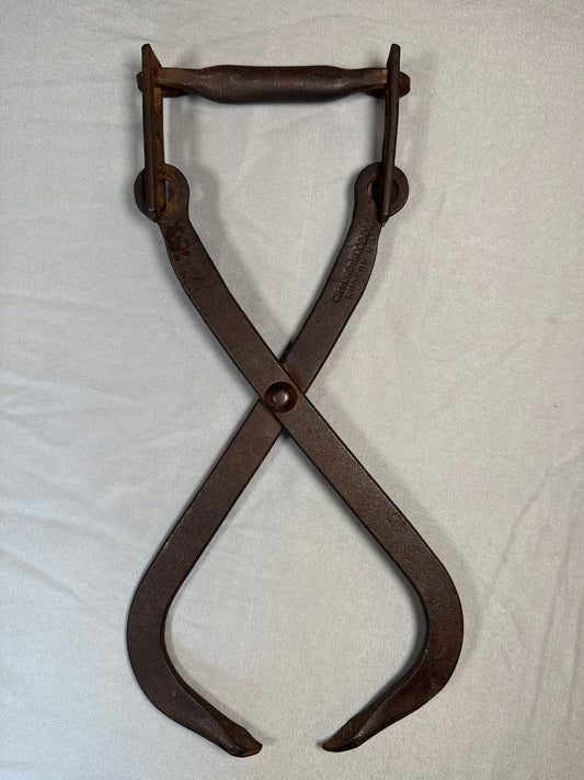 Vintage Geo. C. Richardson Ice Block Tongs Mendon IL Primitive Farm Tool