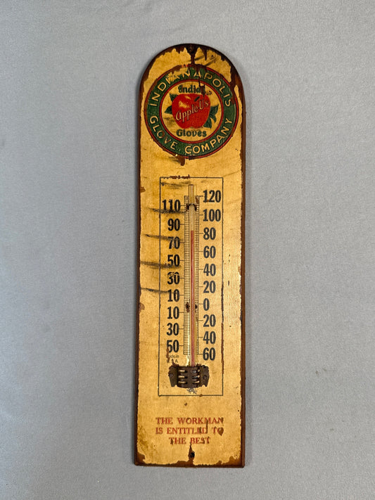 Vintage Indianapolis Glove Co. "Apple-Us" Advertising Thermometer