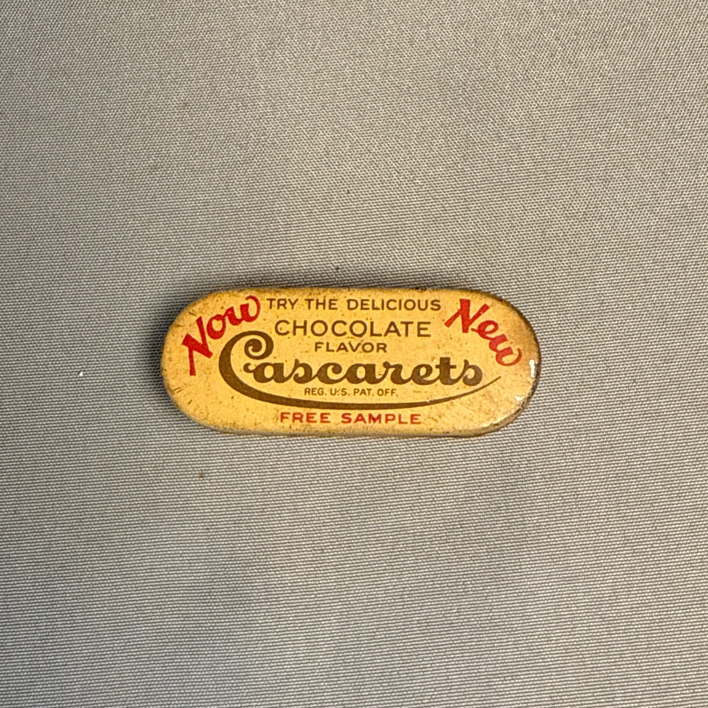 Antique Cascarets Chocolate Flavor Laxative Advertising Tin Free Sample