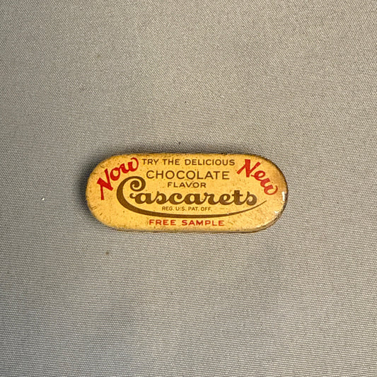 Antique Cascarets Chocolate Flavor Laxative Advertising Tin Free Sample